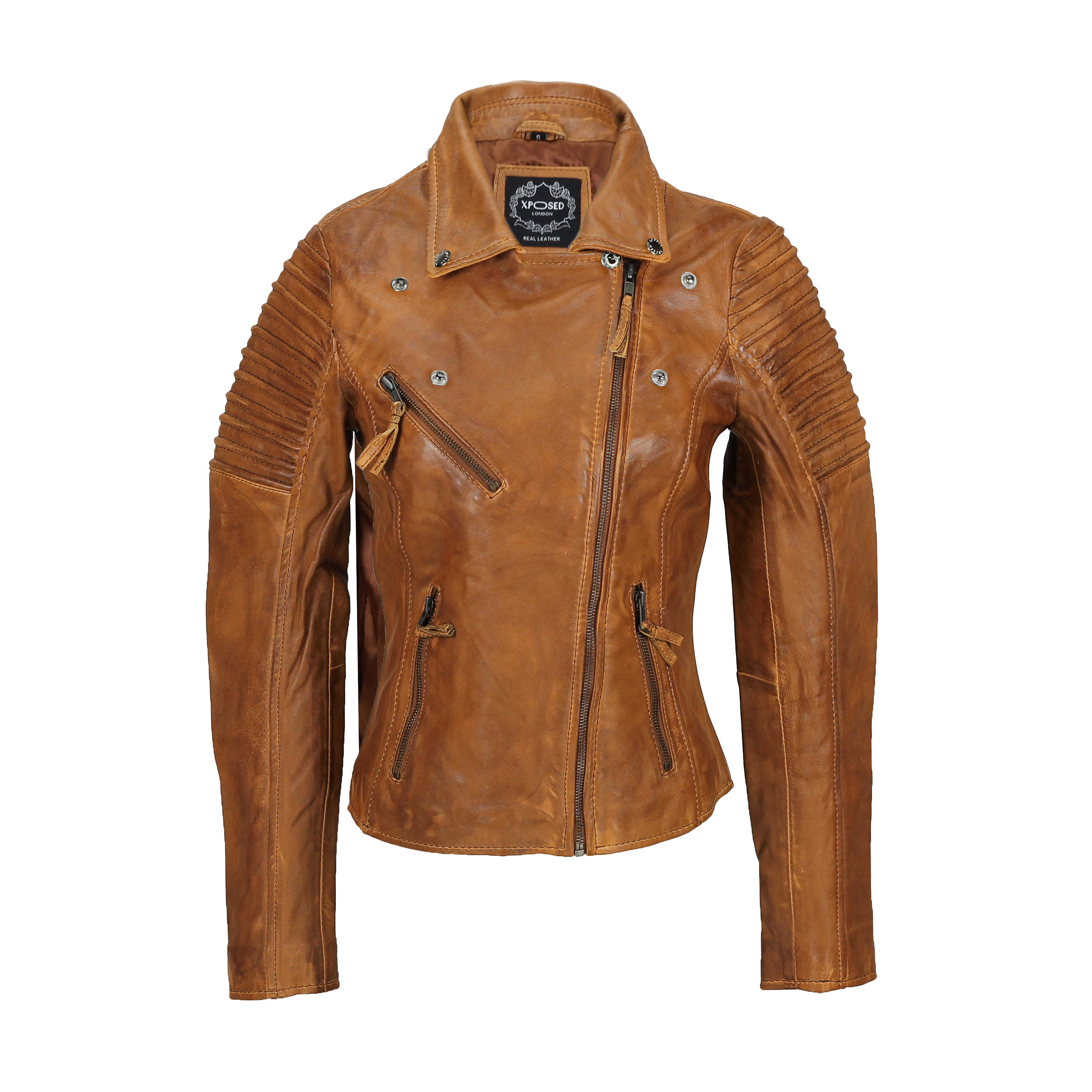 Ladies fitted 2025 leather jacket uk